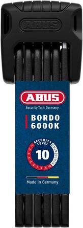 Складаний велосипедний замок ABUS Bordo 6000K з кріпленням SH, XPlus циліндр, високий рівень захисту (рівень 10)