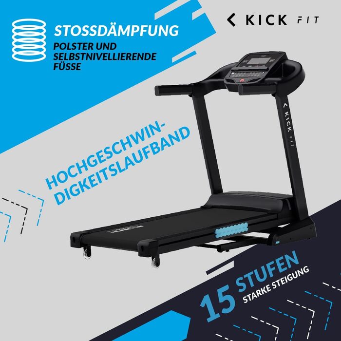 Складна бігова доріжка для ходьби Bluefin Fitness Kick FIT для дому Килимок для ходьби для дому або офісу Ідеально поміщається під письмовим столом (ЧОРНИЙ 2023)