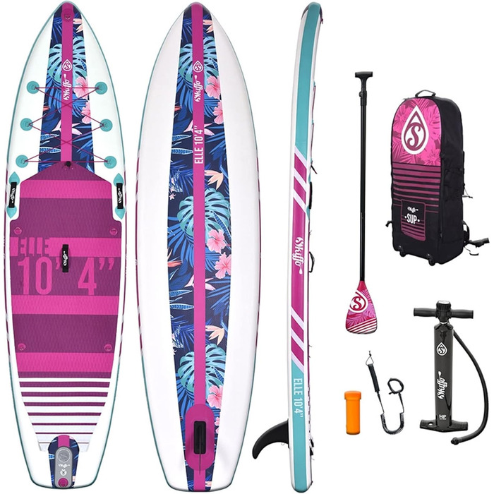 Надувне весло Skiffo Sup Stand Up Elle 10'4 PB-SXX104C Dropstitch Pack Весло, повідець, насос і сумка для транспортування, до 120 кг-236 л-315 x 79 x 13 см, для жінок, рожевий