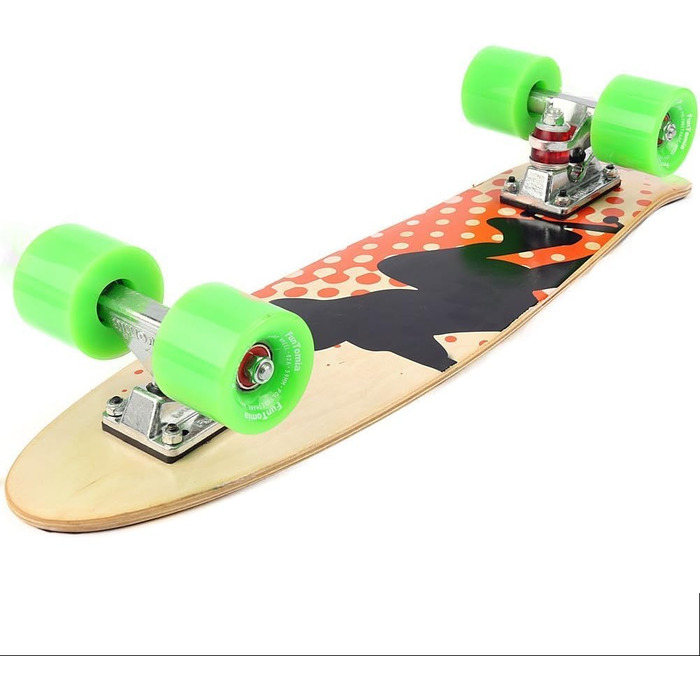 Скейтборд FunTomia Mini-Board Cruiser 57см виготовлений з 7-шарового дерева канадського клена з підшипниками Mach1 ABEC-9 (Orange Skater / з зеленими колесами)