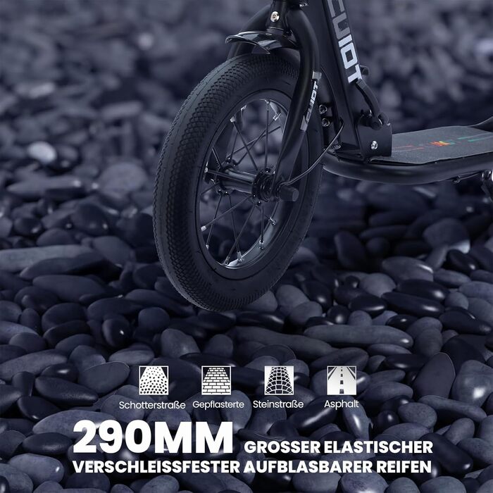 Самокат GHBXJX BigWheel 290 мм для дітей і дорослих, міський складаний трюковий самокат з ручним гальмом, 4 рівні регулювання висоти, великі XXL колеса, для хлопчиків і дівчаток