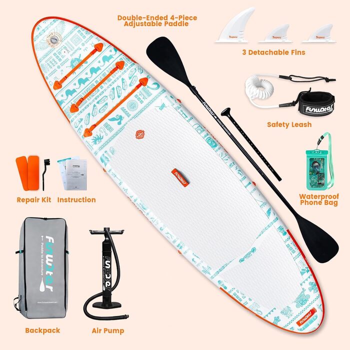 Надувна SUP-дошка FunWater Allround з насосом, веслом, рюкзаком і страховкою для дорослих та дітей