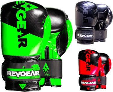 Боксерська рукавичка Revgear Pinnacle, початкового рівня, зручна та стильна, без домашніх тварин, відмінна вартість лайм/чорний 16 унцій