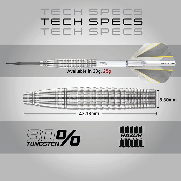 RED DRAGON Darts Seren Pure – професійні дротики з вольфраму 90%, сталевий наконечник, набір із крилами та держателями, різні стилі та ваги (21–25 г)