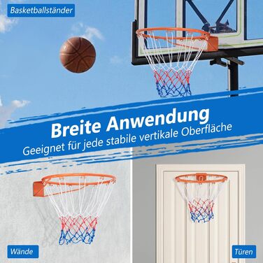 ? 45см/37см Баскетбольне кільце, баскетбольна сітка з кільцем, сітка та кронштейн, атмосферостійке баскетбольне кільце професійного розміру для настінного монтажу, для шкільних дворів та спортивних залів (Ø37см, помаранчевий)