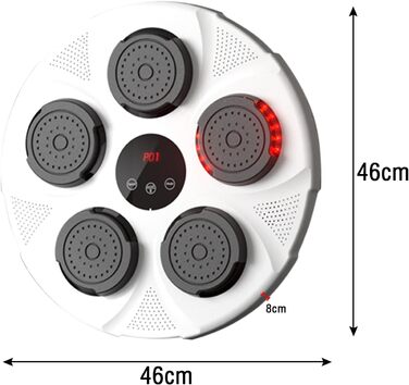 Музична боксерська машина TAZZOR Інтелектуальна музична боксерська машина Bluetooth Боксерський автомат зі світлодіодом, Боксерська тренувальна машина USB Акумуляторна боксерська машина для тренування спритності Настінний боксерський тренажер білий