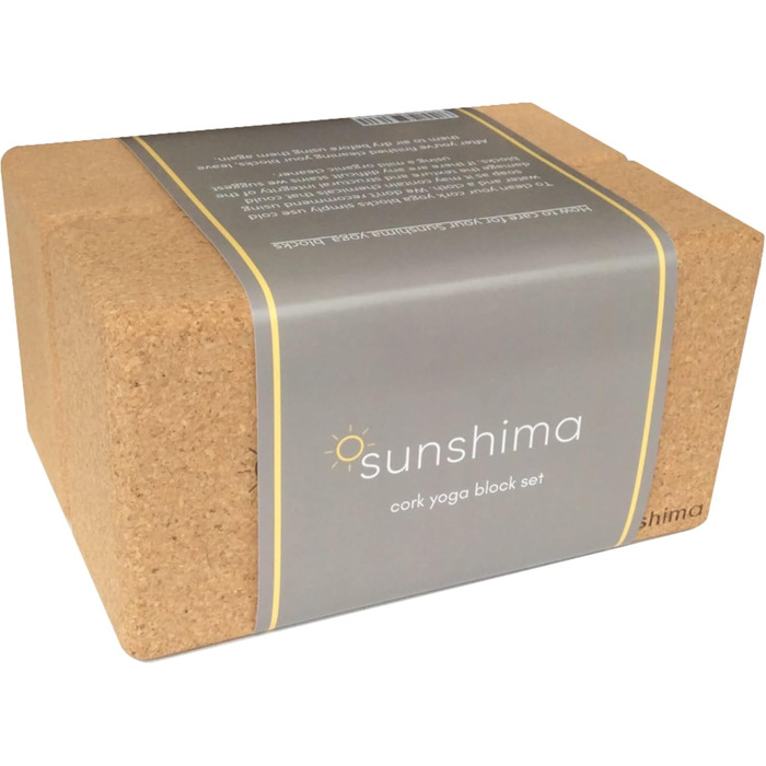 Блок для йоги Sunshima Cork (блоки для йоги 2 упаковки) - 100 натуральний корковий блок для йоги з приємним для шкіри блоком для йоги, що не ковзає ручкою, для всіх рівнів, заняття йогою та пілатесом, аксесуари для дому з блоку йоги