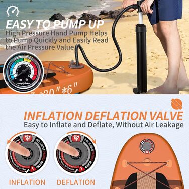 Надувна SUP-дошка HYSUM 10'x30''x6'' з аксесуарами – ультралегка дошка для веслування стоячи для всіх рівнів, весло, плавники, ремінець, насос, рюкзак