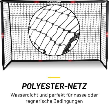 Футбольні ворота Dunlop - Футбольні ворота 240 x 160 x 85 см - Футбольні ворота - Футбольні ворота для садових дітей та дорослих - Футбольні тренувальні аксесуари для приміщень та вулиці - Метал - Чорний/Червоний