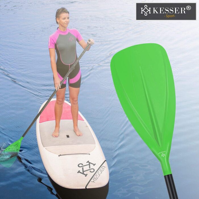 Весло KESSER регульоване 3 частини для SUP/Kayak, 165-215 см, зелене