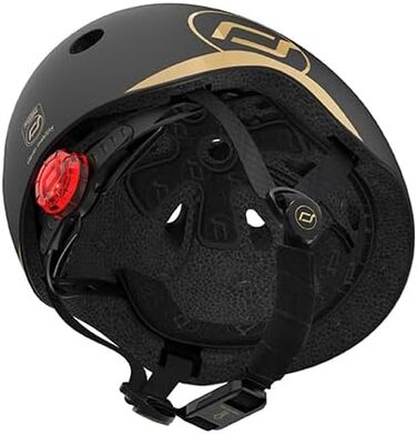 Дитячий захисний шолом Scoot & Ride XXS, чорний/золотий, з LED підсвіткою, регульований