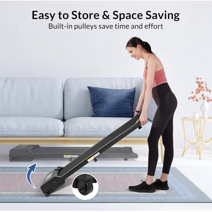 Бігова доріжка Todeco 2-в-1 для дому та офісу, Walking Pad, швидкість 1-8 км/год, з пультом ДК та LCD-дисплеєм, тиха, до 90 кг