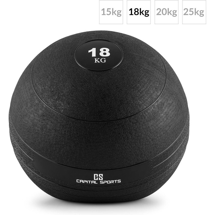 Медбол CAPITAL SPORTS Groundcracker, фітнес м'яч для кросфіту, слембол, вага 4-25 кг, пісок/залізо, для тренувань сили, витривалості та координації, зносостійкий, миється