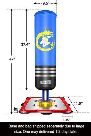 Боксерська груша Dripex Дитяча окремо стояча боксерська груша Партнер з боксу Боксерський тренер (синя)