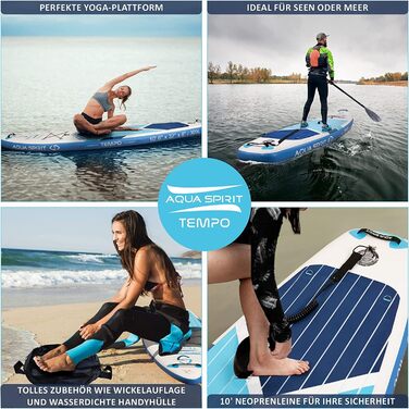 Надувна дошка для падде Aqua Spirit SUP 2024 320x815см/457x915см Комплектація з веслом, рюкзаком, насосом та іншими аксесуарами Дорослі початківці/експерти Гарантія 2 роки (синій 320см)