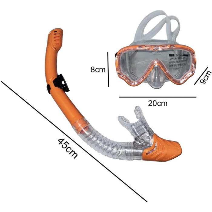 Набір трубок LOVIVER, Окуляри для дайвінгу, Маска для дайвінгу, Спорядження для дорослих, Ширококутне спорядження для підводного плавання, Маска для плавання для підводного фрідайвінгу Orange