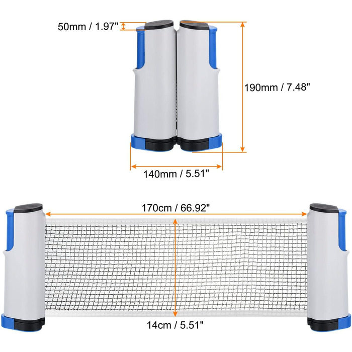Набір портативних сіток для пінг-понгу, 2 шт., заміна для столу, сірий/синій