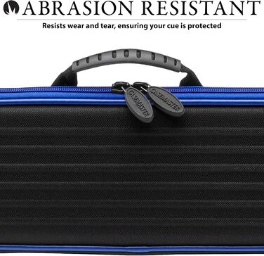 Сумка для більярду Cue Bag Casemaster Parallax 600D Oxford важка поліестерова тканина і м'яка внутрішня частина, для 1 повного кия з 2 частин (1 приклад/1 стрижень) Чорний з синім обідком