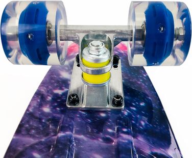 Скейтборд Sumeber Skateboard Kids Mini Cruiser Skateboard Complete 22 дюйми зі світлодіодними котушками Скейтборд для дорослих Діти Подарунок на день народження початківця (Galaxy)