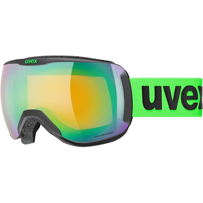 Гірськолижні окуляри Uvex Unisex Downhill 2100 Cv () (One Size, чорний килимок/зелено-помаранчевий)