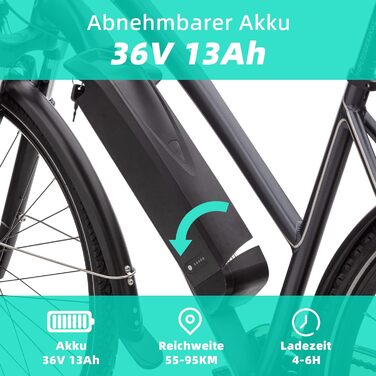 Електровелосипед VecoCraft Athena 28, 250 Вт, 36 В 13 Аг, Shimano 8-шв., РК-дисплей