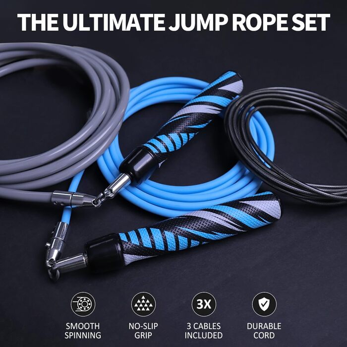 Набір змінних важких скакалок HEREROPE для чоловіків і жінок, 0,9/1,8/2,7 кг, з підшипниками, антиковзкі ручки, для фітнесу