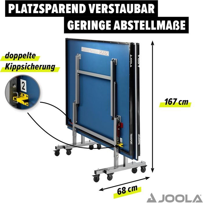 Стіл для тенісу JOOLA ТРАНСПОРТ - внутрішній - складний - швидка збірка