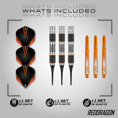 Дротики для дартсу Red Dragon Amberjack 1 Softip 18 г з оперенням та стрижнями, професійний набір