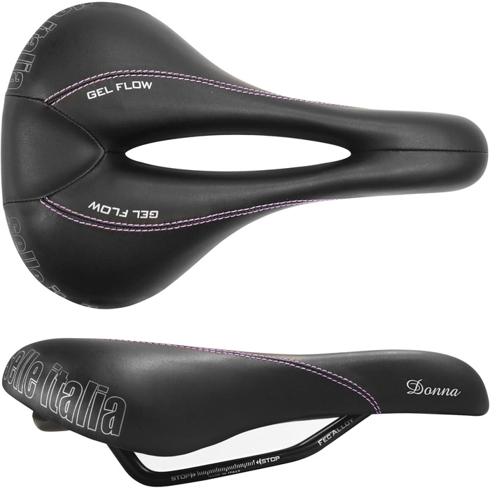Жіноче велосипедне сідло Selle Italia Donna Gel Flow для шосе, MTB та гравелу, чорне