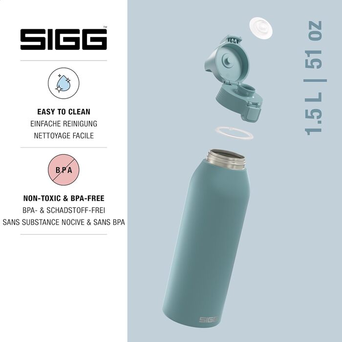 SIGG металева пляшка для води Shield ONE, нержавіюча сталь, для газованих напоїв, герметична, легка, без BPA, 0,75/1 л