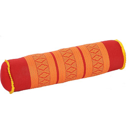 Подушка тайська Handelsturm 50x13 з наповнювачем Kapok Yoga Bolster Yoga Pillow Roll Solid Pillow Roll (тайський візерунок) (червоно-помаранчевий)