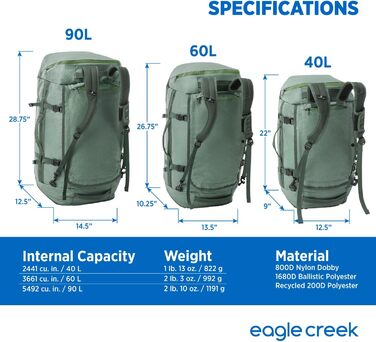 Тягач Eagle Creek Duffel 90L, перероблений, стійкий до стирання та води