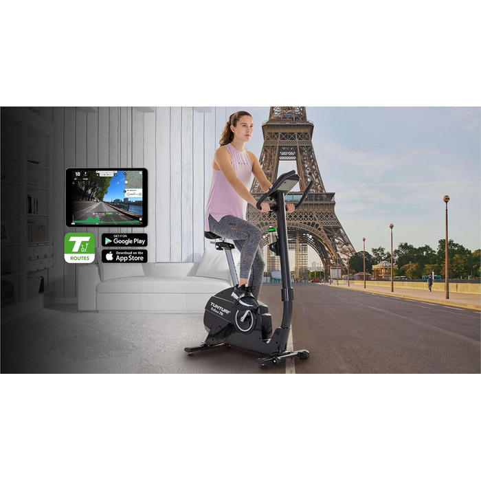 Велотренажер Tunturi FitCycle 50i/70i з LCD монітором Ергометр з додатком (Tunturi Routes & Zwift) Домашній тренажерний велосипед на 32 кроки, датчик серцевого ритму, вантажопідйомність 150 кг Tunturi Fitcycle 70i