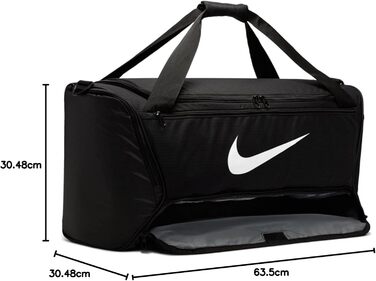 Тренувальна сумка Nike Brasilia (середня), чорна/чорна/біла, 64 x 30 x 30 см одинарна