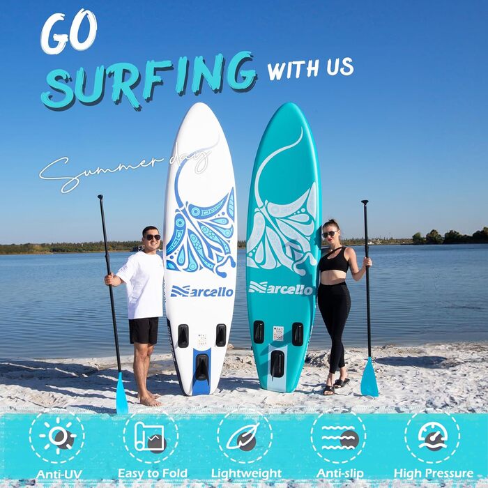 Надувна SUP-дошка 10’6 x 33” x 6” з рюкзаком, насосом, нековзким покриттям, чохлом для телефону, ультралегка дошка для веслування стоячи для дорослих
