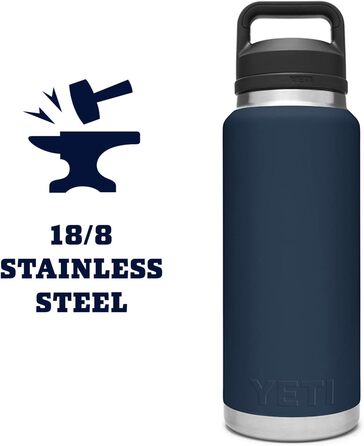 Термос-пляшка YETI Rambler, вакуумна, нержавіюча сталь, з кришкою, колір морський синій