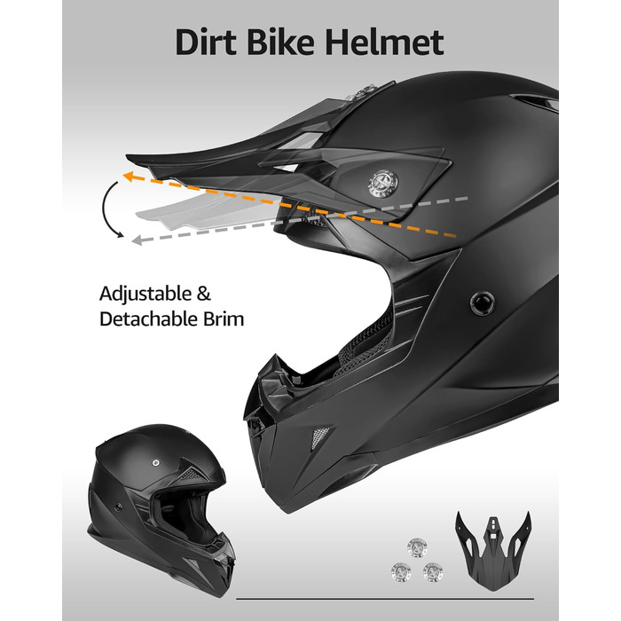 Мотокросовий шолом Yema YM-915 Fullface для ендуро, даунхілу, квадроцикла, MTB, BMX, сертифікат ECE, для дорослих чоловіків та жінок (M)