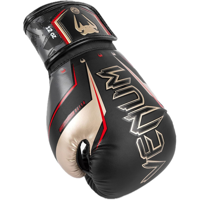 Боксерські рукавички Venum Elite Evo 10 унцій, чорні/золоті/червоні