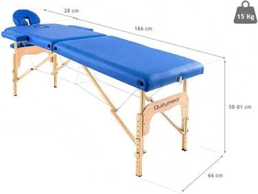 Масажний стіл QUIRUMED Easy Folding Wood Синій, 186x66 см, регульований