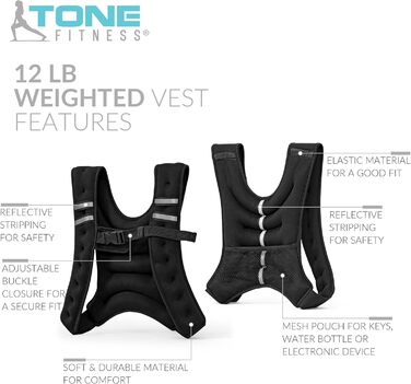 Жилет-обтяжувач Tone Fitness 5,4 кг для фітнесу та тренувань