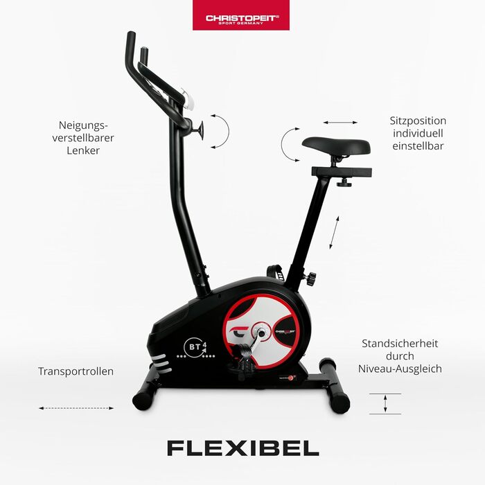 Веловелотренажер Christopeit Sport Ergometer BT 4-24-Stage, вага до 120 кг, магнітна гальмівна система 7 кг, РК-дисплей