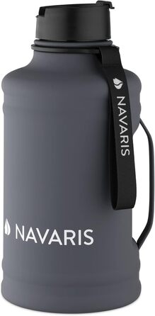 Пляшка для фітнесу Navaris 2,2 літра - з ручкою - пляшка XXL Gym Bottle - спортивна пляшка для води Water Jug - міцна спортивна пляшка з нержавіючої сталі Темно-сірий