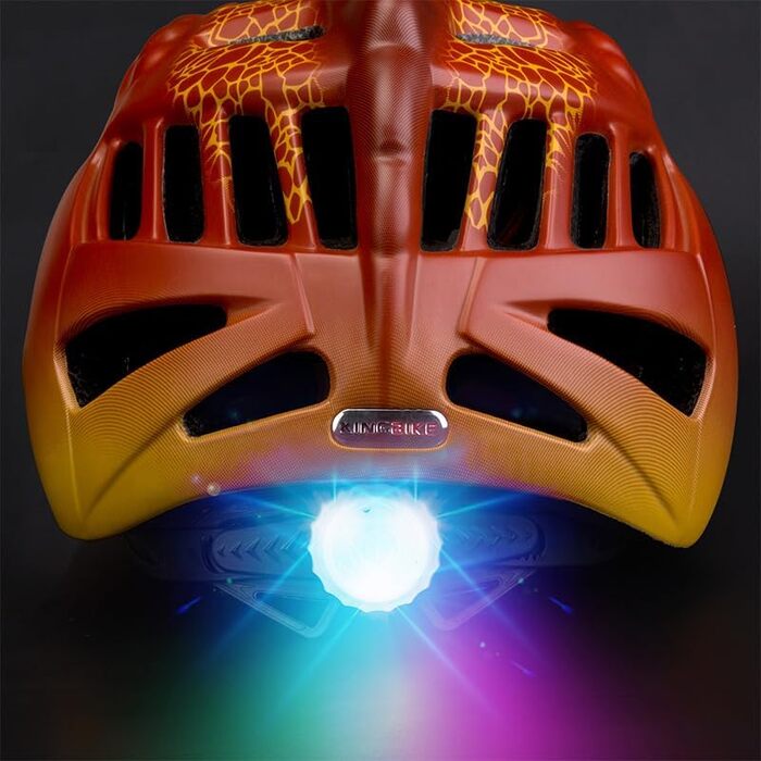 Дитячий велосипедний шолом з LED-світлом 3D динозавр для хлопчиків і дівчаток 3-8 років, регульований, дихаючий, для велосипеда, скейтборда, самоката