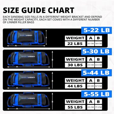 Груша MaxStrength з наповнювачем, 5-25 кг, кроссфіт, ММА, чорний/синій