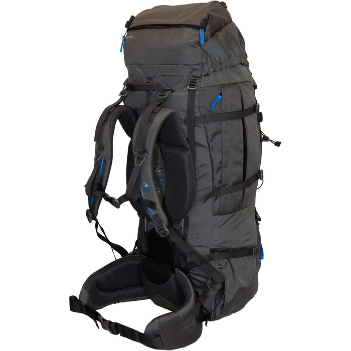 Рюкзак для туризму Tashev Outdoors Mount 100+20 л, фронтальний і верхній вхід, для жінок і чоловіків, з дощовиком, синьо-сірий, вироблено в ЄС