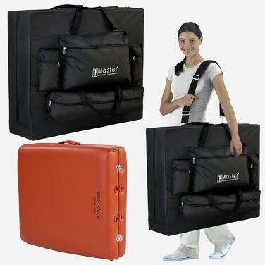 Складаний масажний стіл Master Massage Santana Pro 79 см, пам’ятна піна, реїкі-панелі, для тату і спа, бордовий