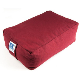 Подушка для медитації TEMPELWELT Yoga Cushion Cuboid 30 x 20 x 10 см, чохол з бавовни Bordeaux червоний знімний, наповнений гречаним лушпинням, подушка для сидіння Bolster Yoga Cushion