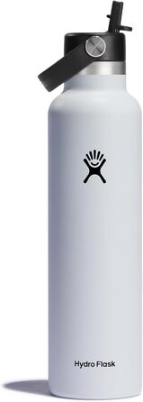 Термобутилка HYDRO FLASK 709 мл з трубочкою, вакуумна, нержавіюча сталь, біла, з кришкою, зберігає тепло і холод, BPA-free