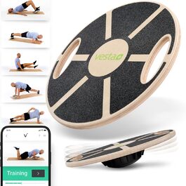 Додаток Vesta Balance Board Wood Fitness, Балансборд з екологічної деревини дуба - Переможець тесту балансборду на плюс у вашому тренуванні, дошка для хитань Балансирна дошка для дорослих терапія спінінговий топ стандарт