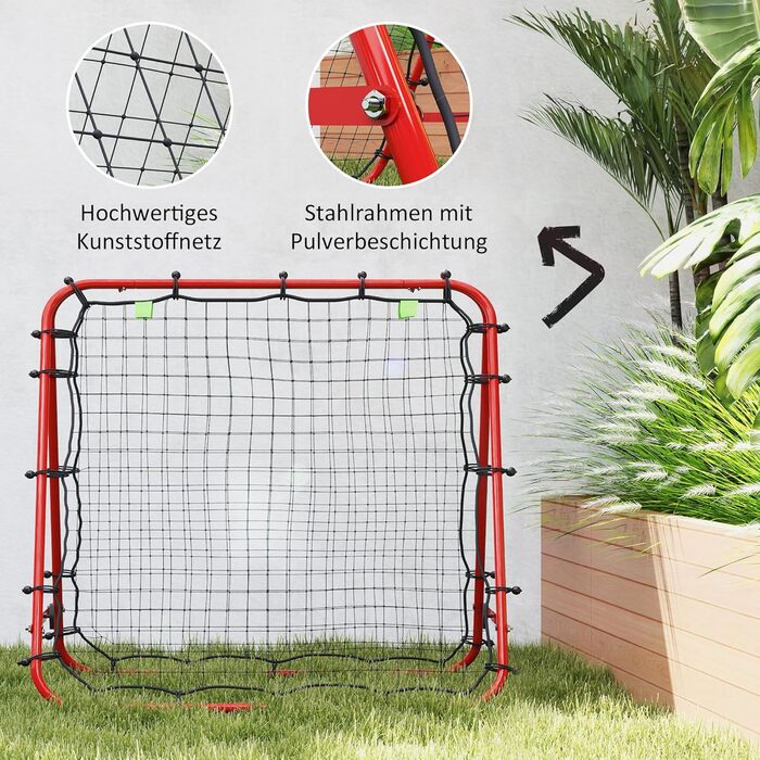 Відскік HOMCOM Football Rebounder, двосторонній, 100x95x90 см, Червоний